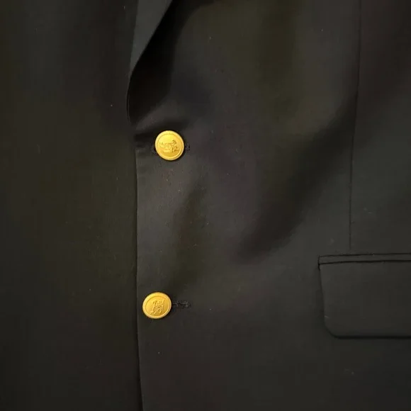 Burberry London Men's Navy Wool Kensington Blazer Jacket Gold Buttons Size 42R